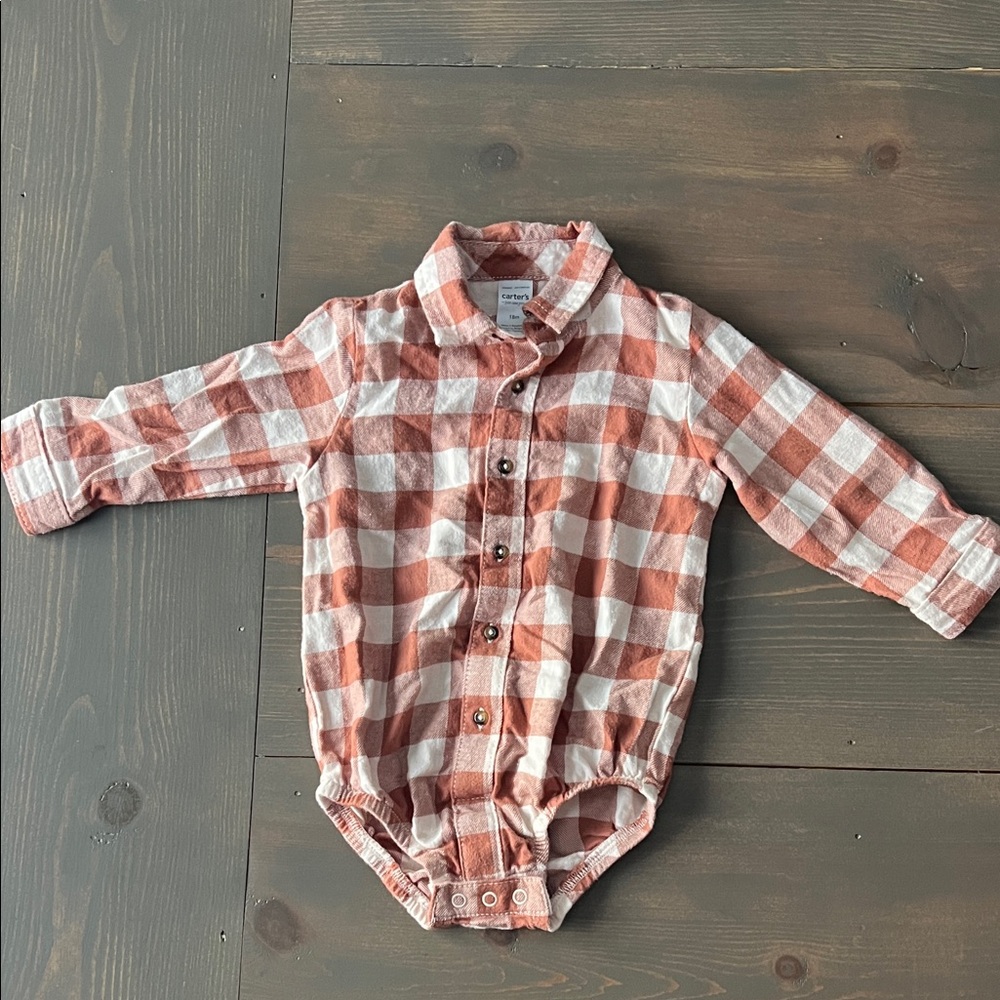 Carter's Red and White Plaid Button Down Shirt
